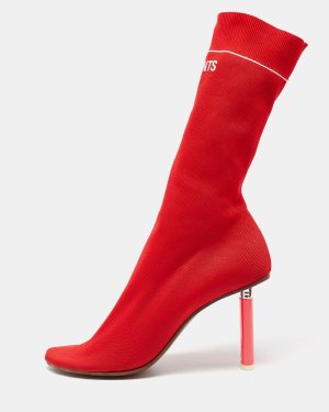 Vetements Red Knit Fabric Sock Boots Size 39