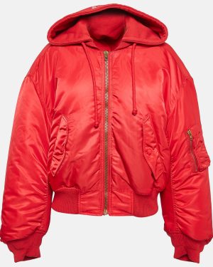 Vetements Red Synthetic Zip-Up Puffer Hooded Jacket M