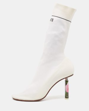 Vetements White Knit Fabric Sock Boots Size 39