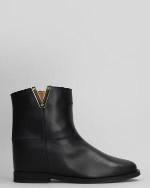Via Roma 15 Ankle Boots Inside Wedge In Black Leather