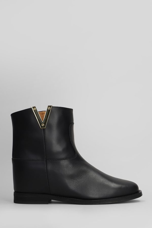 Via Roma 15 Ankle Boots Inside Wedge In Black Leather