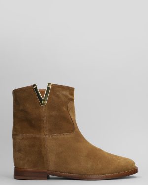 Via Roma 15 Ankle Boots Inside Wedge In Leather Color Suede