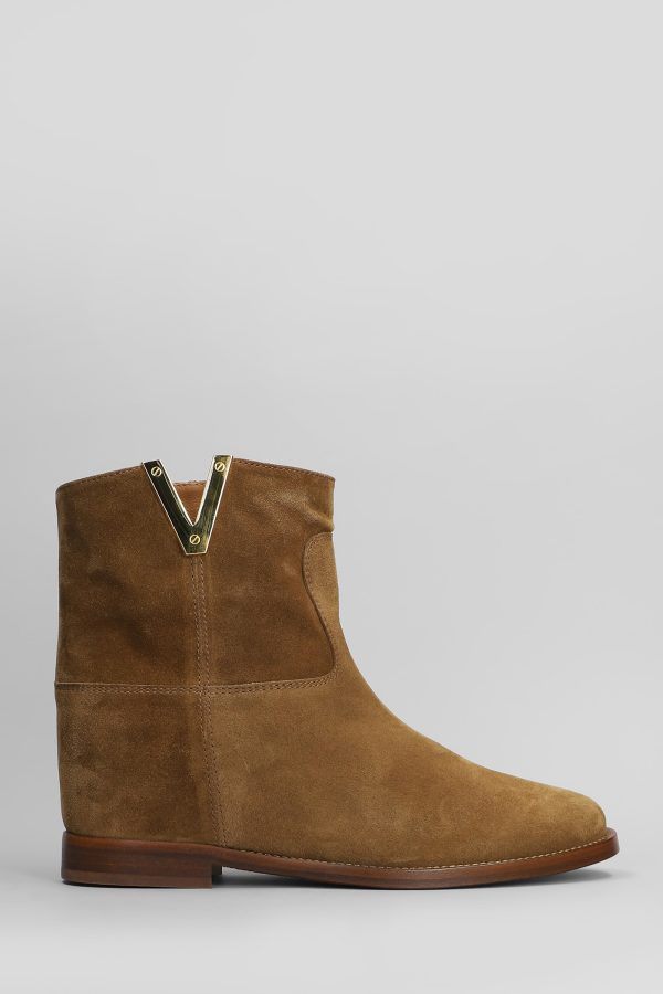 Via Roma 15 Ankle Boots Inside Wedge In Leather Color Suede