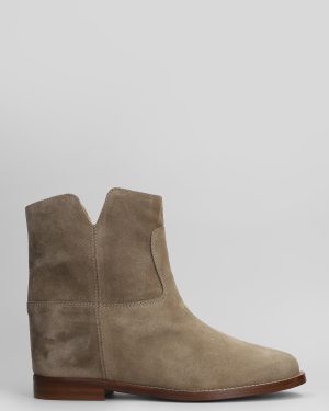 Via Roma 15 Ankle Boots Inside Wedge In Taupe Suede