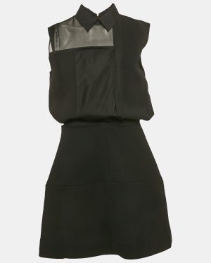Victoria Beckham Black Wool Blend Sleeveless Mini Dress M
