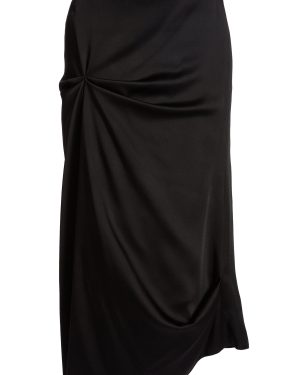 Victoria Beckham - Draped Satin Midi Skirt - Black - UK 10 - Moda Operandi