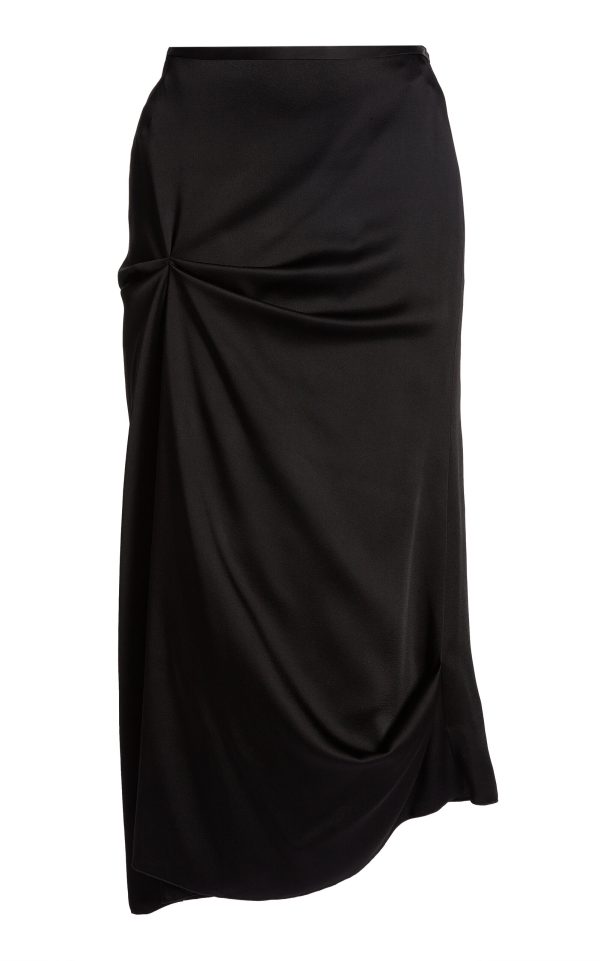 Victoria Beckham - Draped Satin Midi Skirt - Black - UK 10 - Moda Operandi