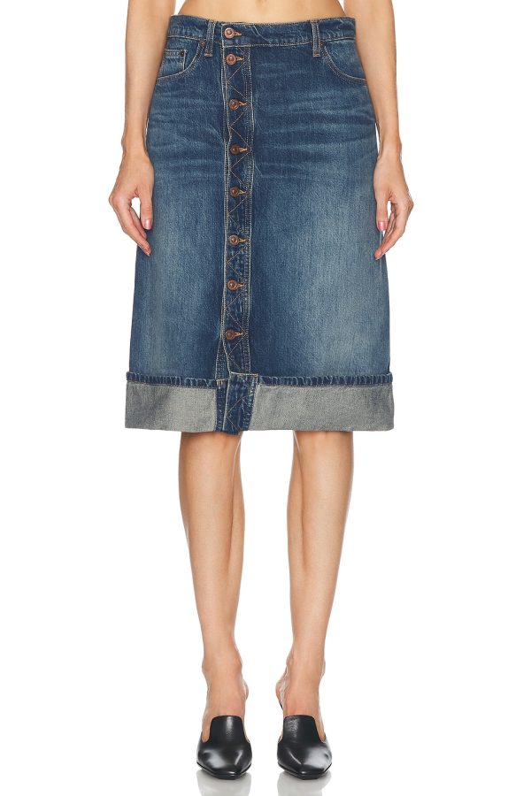 Victoria Beckham Midi Skirt in Heavy Vintage Indigo - Denim-Medium. Size 24 (also in ).