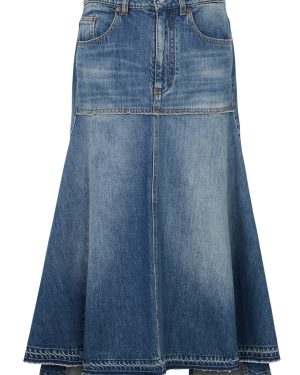 Victoria Beckham Patched Denim Midi Skirt - 8 (UK8 / S)