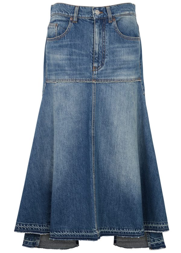 Victoria Beckham Patched Denim Midi Skirt - 8 (UK8 / S)