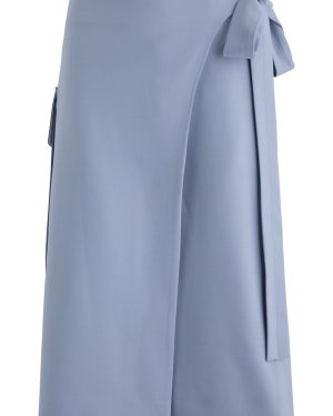 Victoria Beckham Tie-fastening Twill Midi Wrap Skirt - Denim - 12 (UK12 / M)