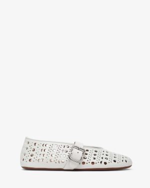 Vienne white leather ballet flats