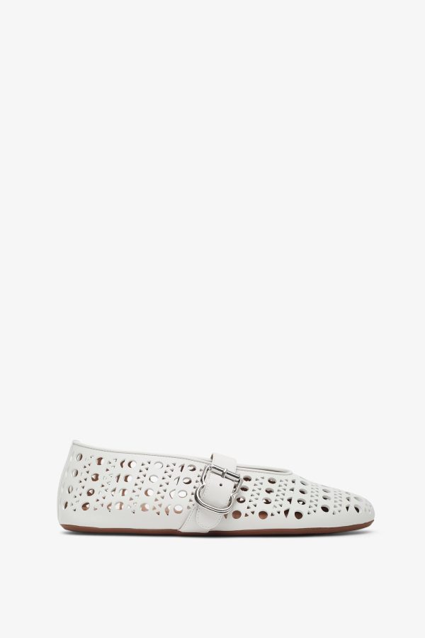 Vienne white leather ballet flats
