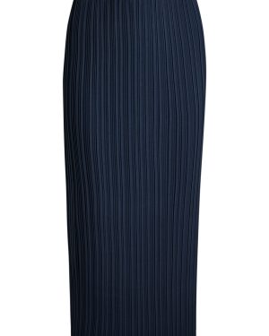 Vince Pleated Satin Midi Skirt - Dark Navy - L (UK14 / L)