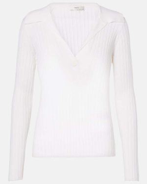 Vince Ribbed-knit wool and silk-blend top