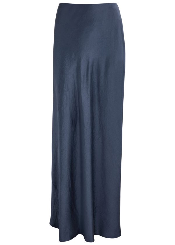 Vince Satin Maxi Skirt - Dark Blue - M (UK12 / M)