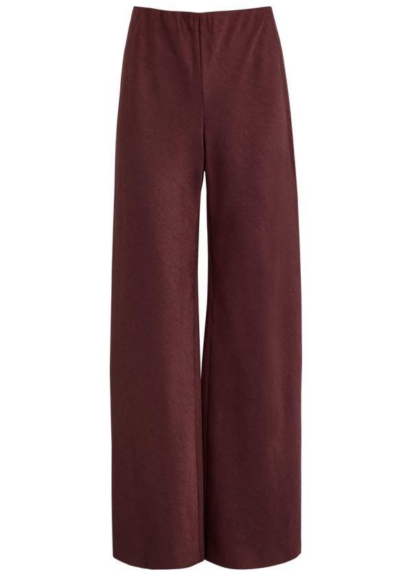 Vince Wide-leg Satin Trousers - Dark Red - M (UK12 / M)