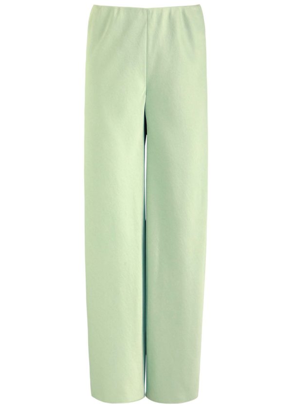 Vince Wide-leg Satin Trousers - Light Green - L (UK14 / L)