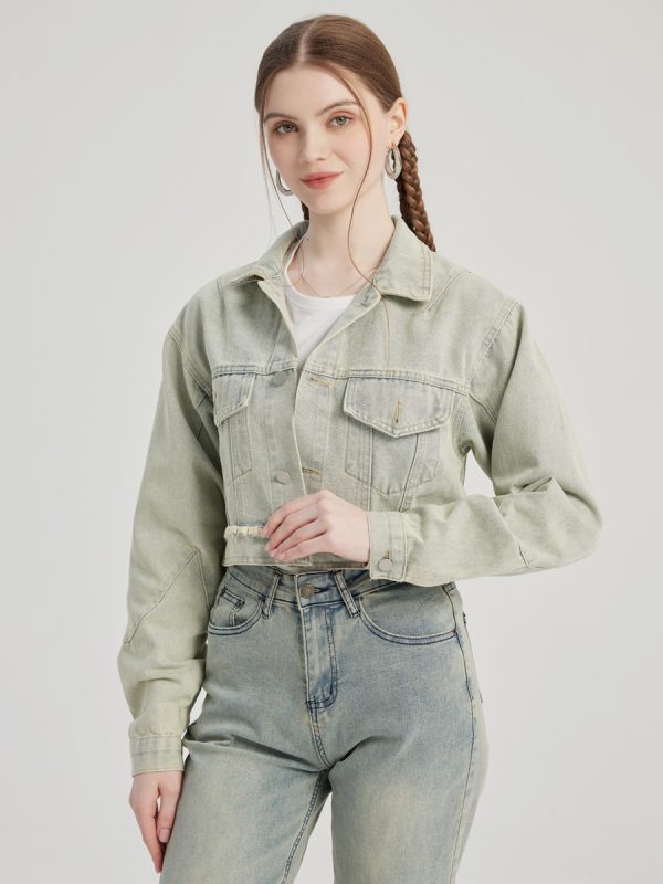 Vintage Denim Short Jacket Turndown Collar Spring Outerwear For Women 2025