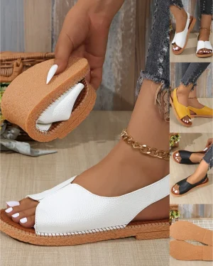 Vintage Plain Summer Breathable Gladiator PU Faux Fur Rubber Slip On Gladiator Sandals for Women