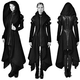 Vintage Punk Gothic Medieval Maxi Coat Plague Doctor Plus Size Asymmetric Hem Women's Halloween Carnival Masquerade Performance Party Adults' Coat Fall Winte