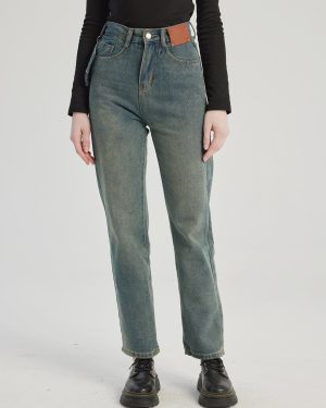 Vintage Straight Jeans Casual Cropped Trousers For Women 2025