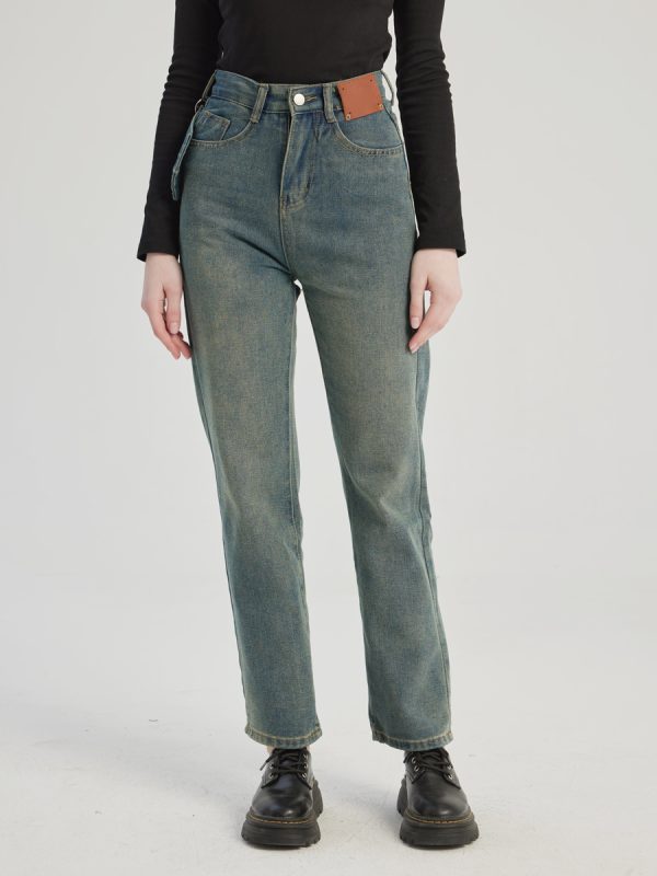 Vintage Straight Jeans Casual Cropped Trousers For Women 2025