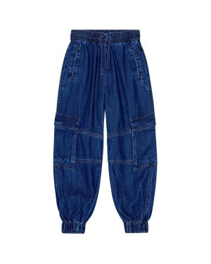 Viscose Blend Denim Cargo Pants