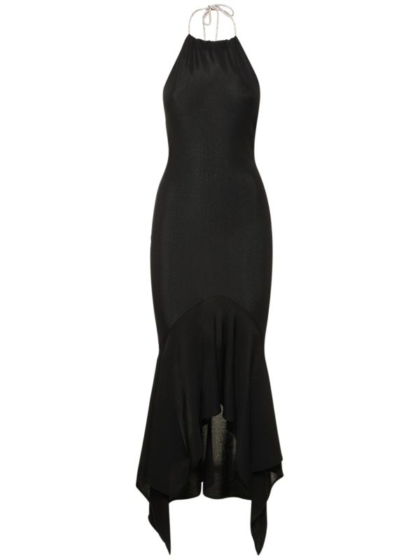 Viscose Jersey Long Halter Dress