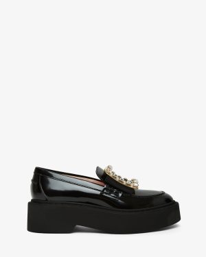 Viv Rangers high black patent loafers