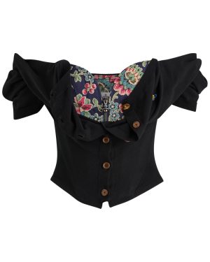 Vivienne Westwood Bea Cardigan-effect Cotton Corset top - Black - 42 (UK10 / S)