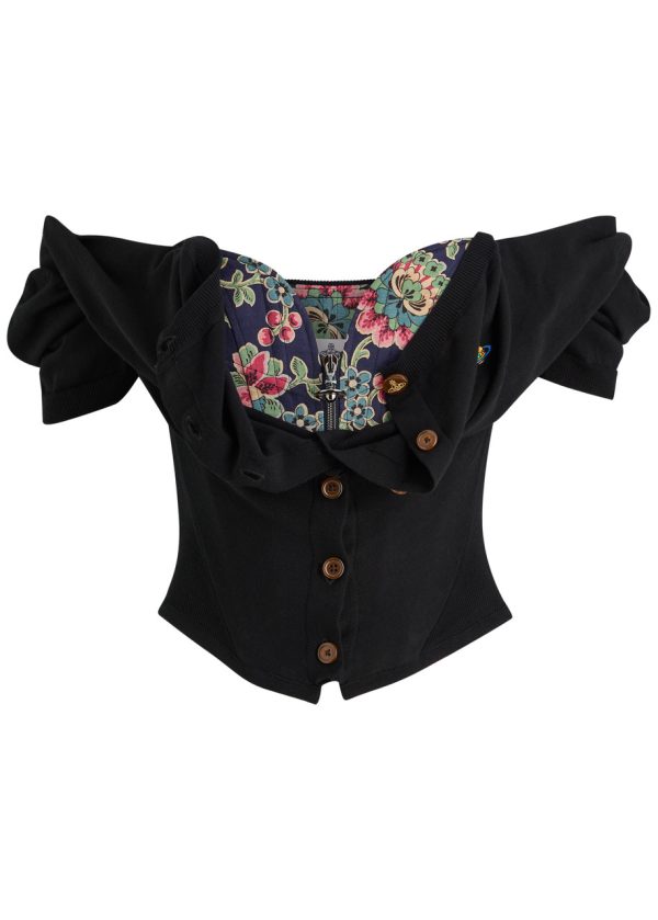 Vivienne Westwood Bea Cardigan-effect Cotton Corset top - Black - 42 (UK10 / S)