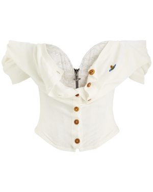 Vivienne Westwood Bea Cardigan-effect Cotton Corset top - White - 38 (UK6 / XS)
