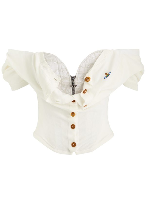 Vivienne Westwood Bea Cardigan-effect Cotton Corset top - White - 38 (UK6 / XS)