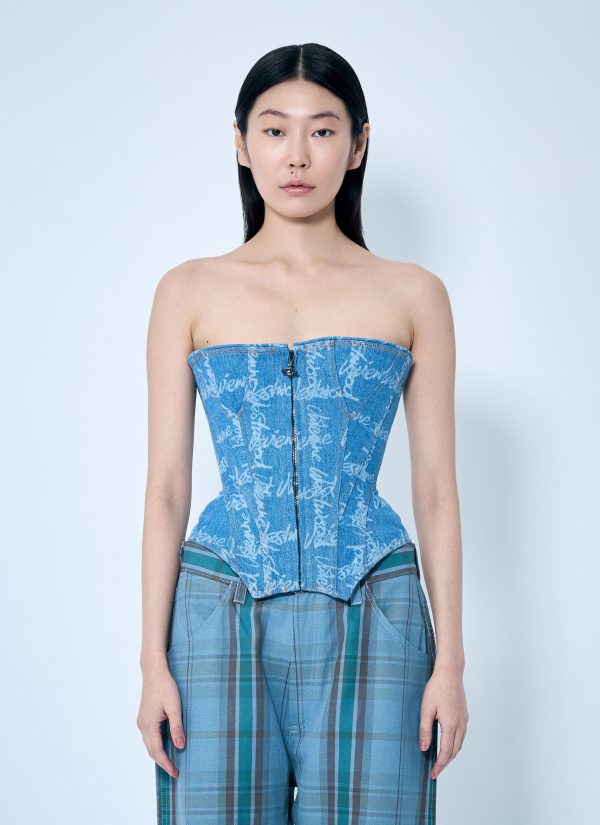 Vivienne Westwood Denim Cobrax Corset - Woman Tops Blue It - 40