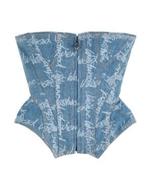 Vivienne Westwood Logo-print Strapless Denim Corset top - Blue - 44 (UK12 / M)
