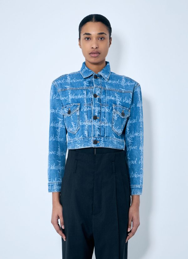 Vivienne Westwood Marlene Cropped Denim Jacket - Woman Jackets Blue S