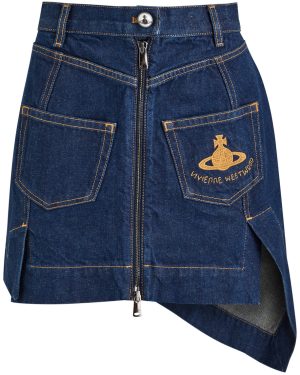 Vivienne Westwood Sailor Logo-embroidered Denim Mini Skirt - Dark Blue - 27 (W27 / UK8-10 / S)