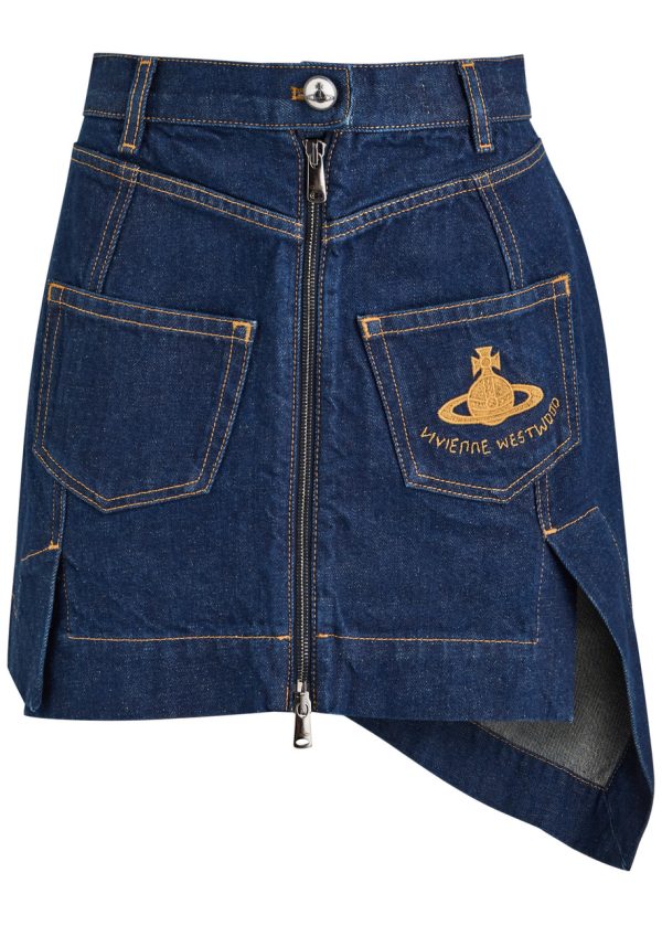Vivienne Westwood Sailor Logo-embroidered Denim Mini Skirt - Dark Blue - 27 (W27 / UK8-10 / S)