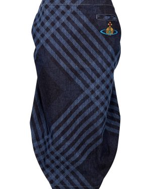 Vivienne Westwood Tartan Stretch-denim Midi Skirt - Blue - 25 (W25 / UK 6 /xs)