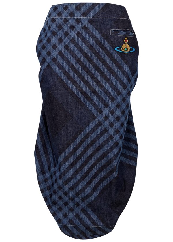 Vivienne Westwood Tartan Stretch-denim Midi Skirt - Blue - 25 (W25 / UK 6 /xs)