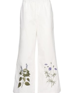 Volante Embroidered Wide Cropped Pants