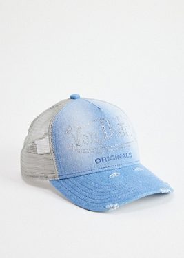 Von Dutch UO Exclusive Denim Trucker Cap - Light Blue at Urban Outfitters