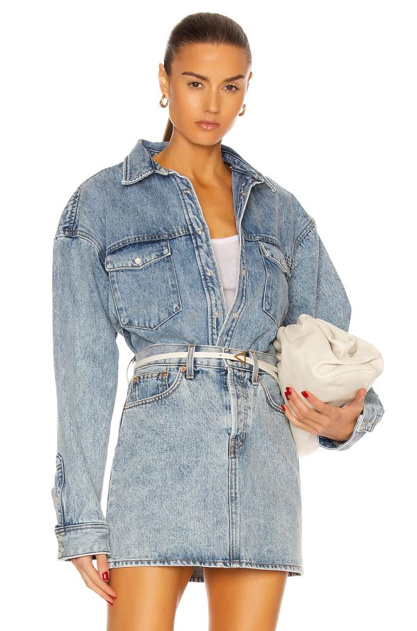 WARDROBE.NYC Denim Jacket in Blue - Denim-Light. Size L (also in XL).