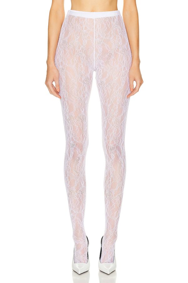 WARDROBE.NYC Lace Tights in Off White - White. Size S (also in ).