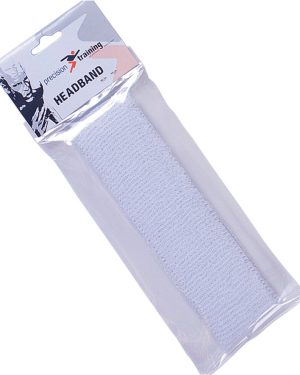 WHITE Cotton Elastic Sports Headband - Sweat Band Sports Gym Training Workout
