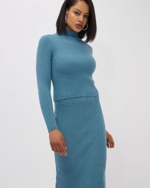 WalG Knit Set Halter Neck Top and Midi Skirt