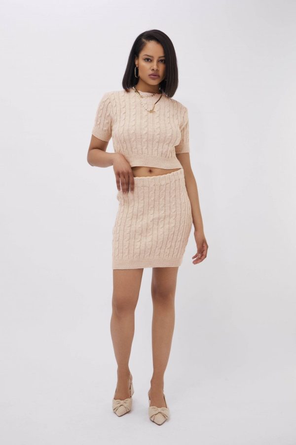 WalG Knit Set Short Sleeve Top Mini Skirt