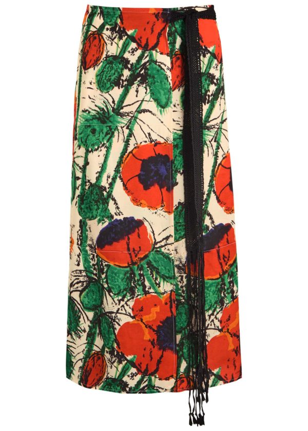 Wales Bonner Antille Satin Midi Wrap Skirt - Red - 40 (UK8 / S)