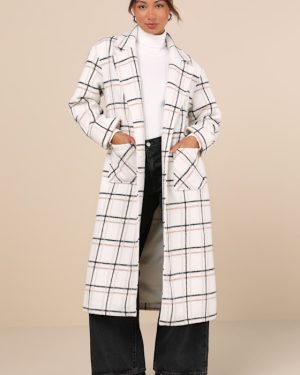 Warm Front Ivory Plaid Coat